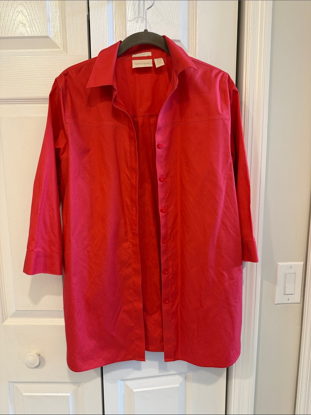 Chico's Red Button-Down Shirt